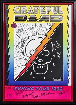The Grateful Dead Group Signed "Spring Tour 1988" Artwork By Peter Max In 37 x 27 Frame (Beckett)